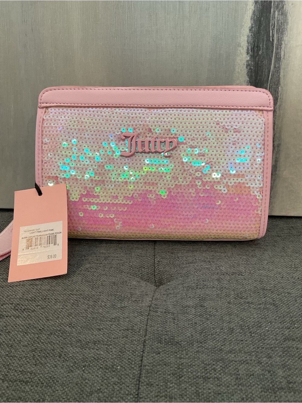 Juicy Couture Pink Sequin Frame Pouch/Wristlet/Clutch - NWT - Picture 3 of 11